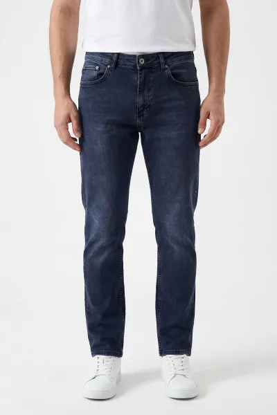 Lacivert Regular Fit Likralı Erkek Kot Pantolon 430675