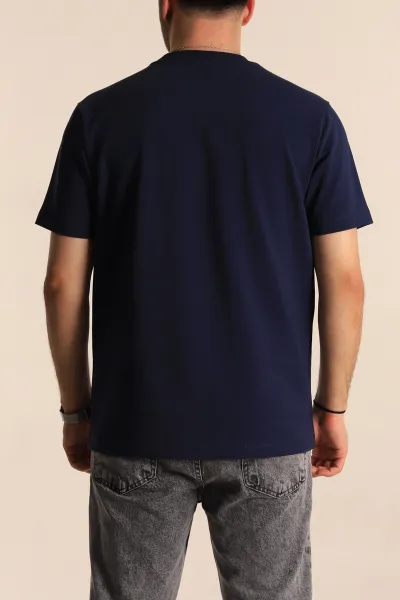 Lacivert Regular Fit Nakış Yazı Detaylı Erkek Tişört 270630