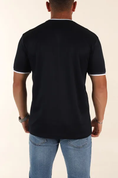 Lacivert Regular Fit Omuz Şerit Detaylı Erkek Tişört 372088