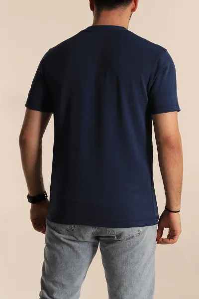Lacivert Regular Fit Plastik Baskı Detaylı Erkek Tişört 268144