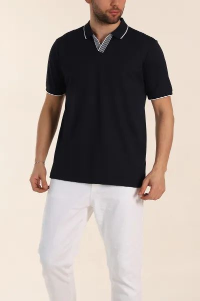 Lacivert Regular Fit Polo Yaka Erkek Tişört 338472