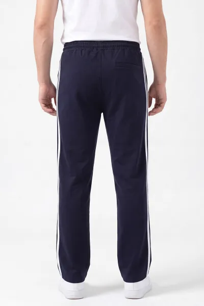 Lacivert Regular Fit Şerit Detaylı Fermuarlı Cepli Erkek Eşofman Altı 402381
