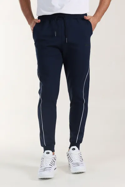 Lacivert Regular Fit Şerit Detaylı Paça Lastikli Erkek Eşofman Altı 402375
