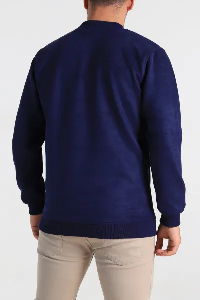 Lacivert Regular Fit Süet Kabartma Yazı Detaylı Erkek Sweatshirt 305899