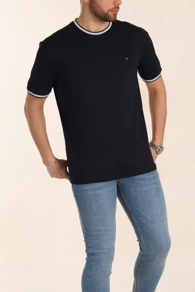 Lacivert Regular Fit Triko Yaka Basic Erkek Tişört 342362