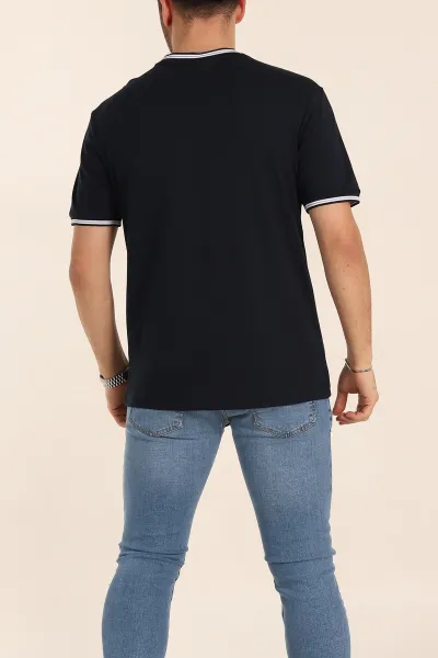 Lacivert Regular Fit Triko Yaka Basic Erkek Tişört 342362