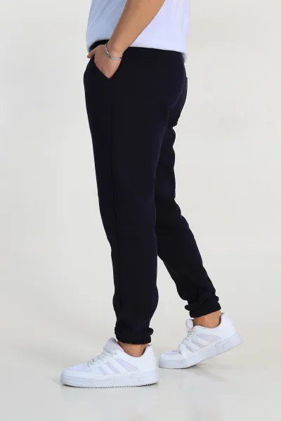 Lacivert Regular Fit Üç İp Şardonlu Paça Lastikli Erkek Eşofman Altı 324646