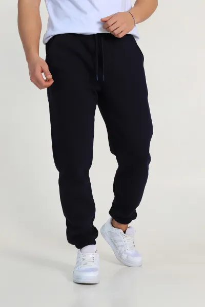 Lacivert Regular Fit Üç İp Şardonlu Paça Lastikli Erkek Eşofman Altı 324646