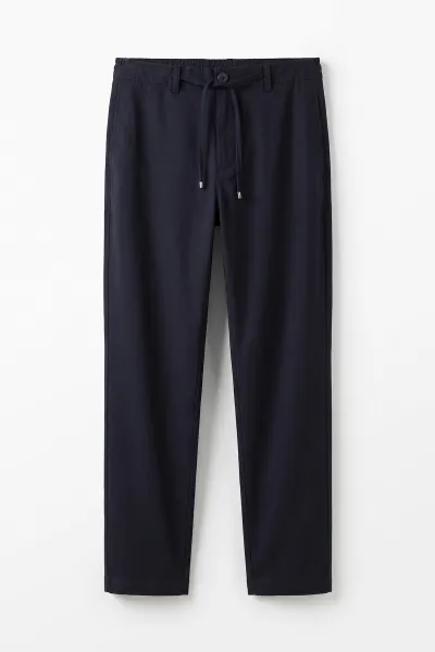 Lacivert Regular Fit Yeni Sezon Belden Bağlamalı Erkek Pantolon 498404