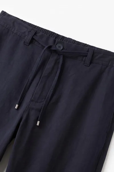 Lacivert Regular Fit Yeni Sezon Belden Bağlamalı Erkek Pantolon 498404