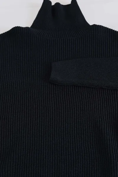 Lacivert Relaxed Fit Balıkçı Yaka Erkek Triko Kazak 397755