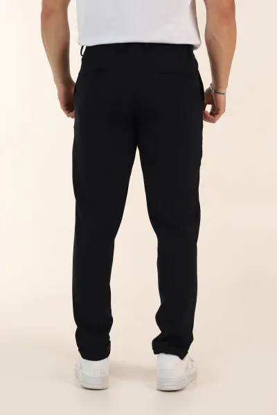 Lacivert Relaxed Fit Bel Bağlamalı Duble Paça Erkek Kumaş Pantolon 368387