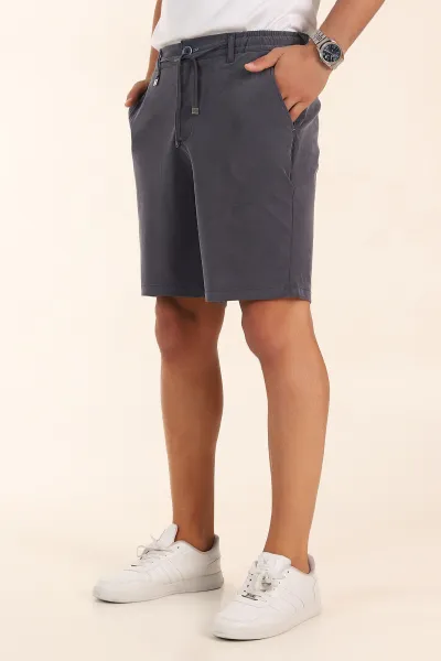 Lacivert Relaxed Fit Bel Lastikli Likralı Erkek Şort 380967
