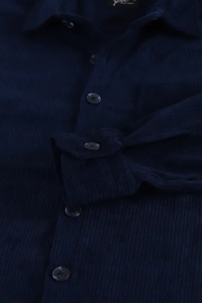 Lacivert Relaxed Fit Cep Detaylı Kalın Fitilli Kadife Erkek Gömlek 397930