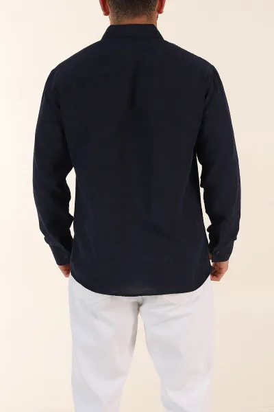 Lacivert Relaxed Fit Desenli Uzun Kollu Erkek Gömlek 369755