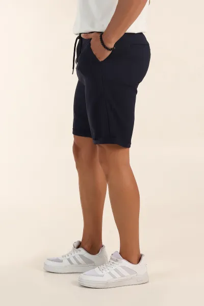 Lacivert Relaxed Fit Double Kumaş Duble Paça Erkek Şort 382256