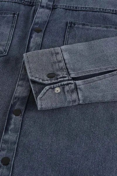 Lacivert Relaxed Fit Gabardin Çift Cepli Yıkamalı  Erkek Gömlek 397972