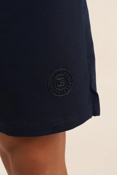 Lacivert Relaxed Fit İki İp Şardonsuz Kabartma Baskılı Erkek Şort 382184