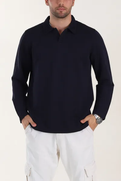 lacivert-relaxed-fit-jakarli-kumas-kalin-fitilli-polo-yaka-sweatshirt-399554