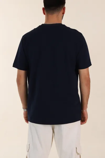 Lacivert Relaxed Fit Kabartma Yazı Detaylı Erkek Tişört 358494