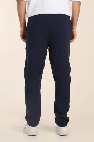 Lacivert Relaxed Fit Kalın Müslin Keten Erkek Jogger Eşofman Altı 354105