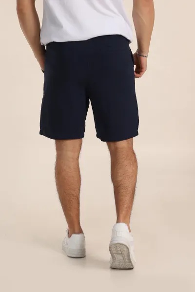 Lacivert Relaxed Fit Kalın Müslin Keten Erkek Şort 354065
