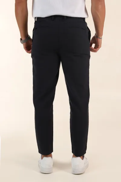 Lacivert Relaxed Fit Keten Bel Lastikli Erkek Jogger Pantolon 380914