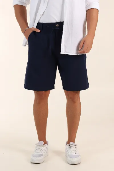 lacivert-relaxed-fit-muslin-keten-bel-arkasi-lastikli-erkek-sort-386178