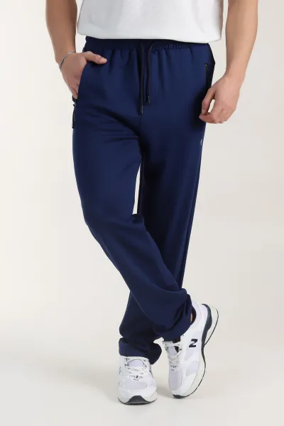 Lacivert Relaxed Fit Oysho Kumaş Fermuarlı Cepli Erkek Eşofman Altı 402205