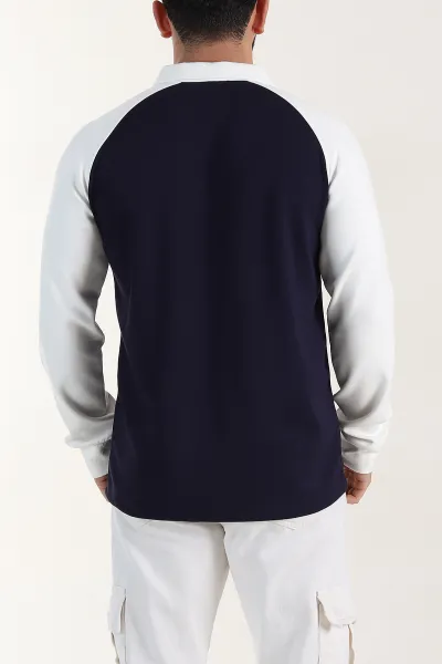 Lacivert Relaxed Fit Oysho Kumaş Reglan Kollu Erkek Sweatshirt 399577