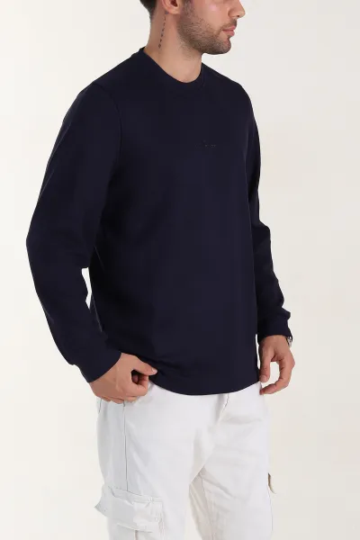 Lacivert Relaxed Fit Oysho Kumaş Yazı Detaylı Erkek Sweatshirt 399464