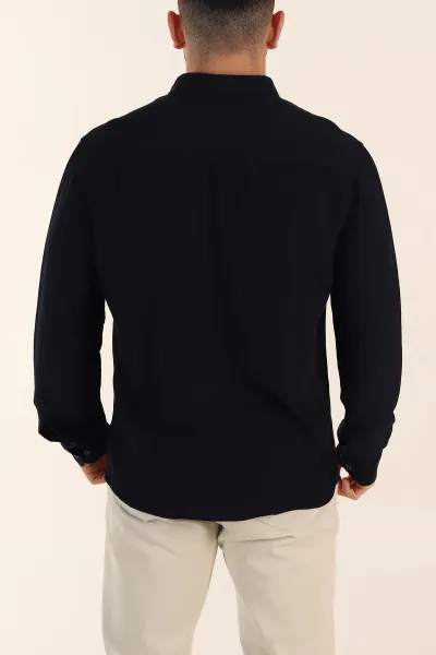 Lacivert Relaxed Fit Pamuk Ata Yaka Erkek Gömlek 363815