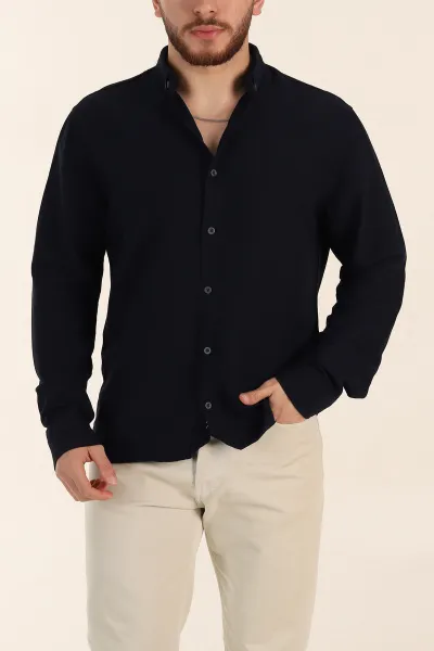 lacivert-relaxed-fit-pamuk-ata-yaka-erkek-gomlek-363815