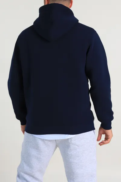 Lacivert Relaxed Fit Üç İp Şardonlu Kabartma Detaylı Erkek Sweatshirt 311125