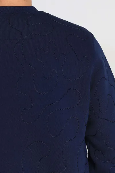 Lacivert Relaxed Fit Üç İp Şardonlu Kol Detaylı Erkek Sweatshirt 309954