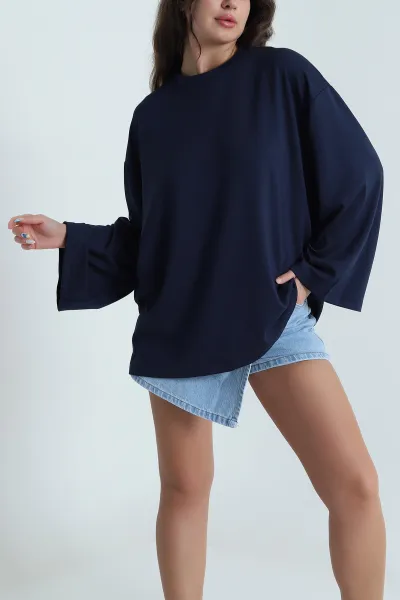 lacivert-salas-bisiklet-yaka-oysho-kadin-tunik-484725
