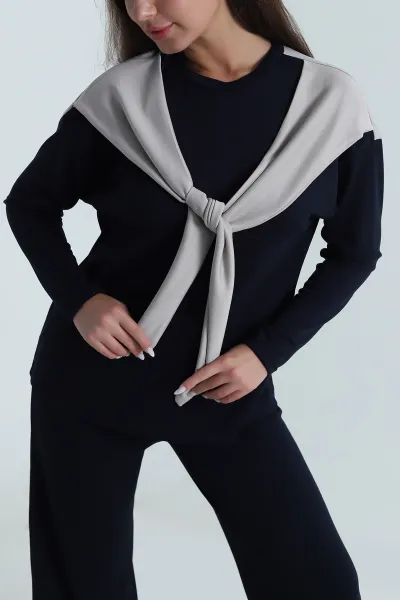 Lacivert Şallı Modal Kadın İkili Takım 487828