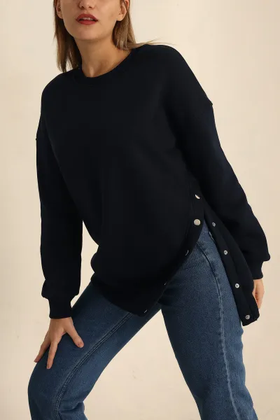 Lacivert Şardonlu Bayan Sweat 224820