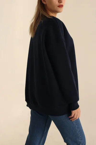 Lacivert Şardonlu Bayan Sweat 224820