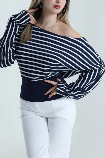 Lacivert Şardonsuz Üç İp Kadın Sweat 488019