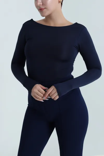 Lacivert Scuba Kadın Zıbın Bluz 483750