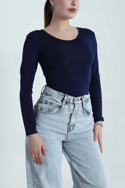 Lacivert Scuba Kadın Zıbın Bluz 484376