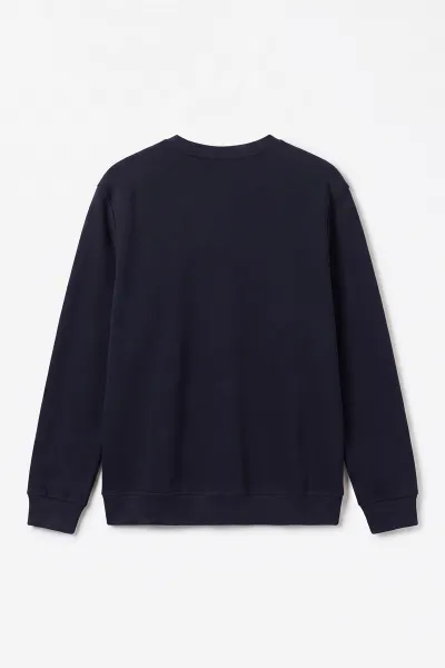 Lacivert Selanik Bisiklet Yaka Erkek Sweatshirt 494735