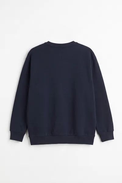 Lacivert Selanik Bisiklet Yaka Uzun Kol Erkek Sweatshirt 494509