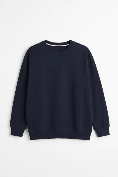 Lacivert Selanik Bisiklet Yaka Uzun Kol Erkek Sweatshirt 494509