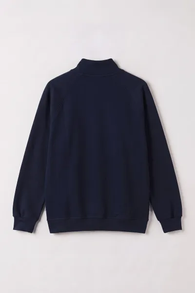 Lacivert Selanik Yarım Fermuarlı Boğazlı Erkek Sweat 497733