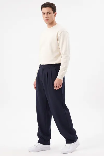 Lacivert Sidney Kumaş Baggy Cep Detaylı Erkek Pantolon 498877