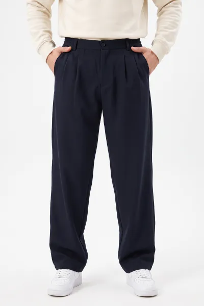 Lacivert Sidney Kumaş Baggy Cep Detaylı Erkek Pantolon 498877