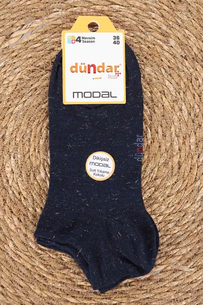 Lacivert Simli Dört Mevsim Kadın Modal Soket Patik Çorap (36-40) 476968