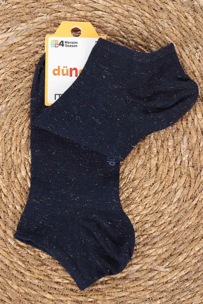 Lacivert Simli Dört Mevsim Kadın Modal Soket Patik Çorap (36-40) 476968